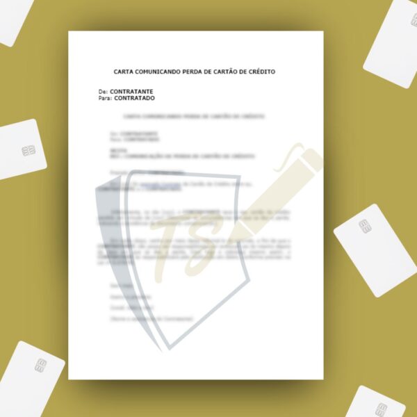 CARTA COMUNICANDO PERDA DE CARTÃO DE CRÉDITO
