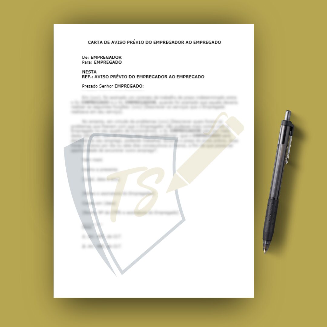CARTA DE AVISO PRÉVIO DO EMPREGADOR AO EMPREGADO